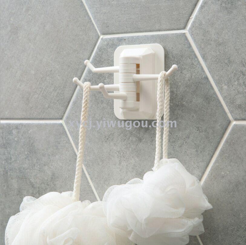 Rotating hook, strong adhesive towel hanger, bathroom wall storage four-claw hook details Picture