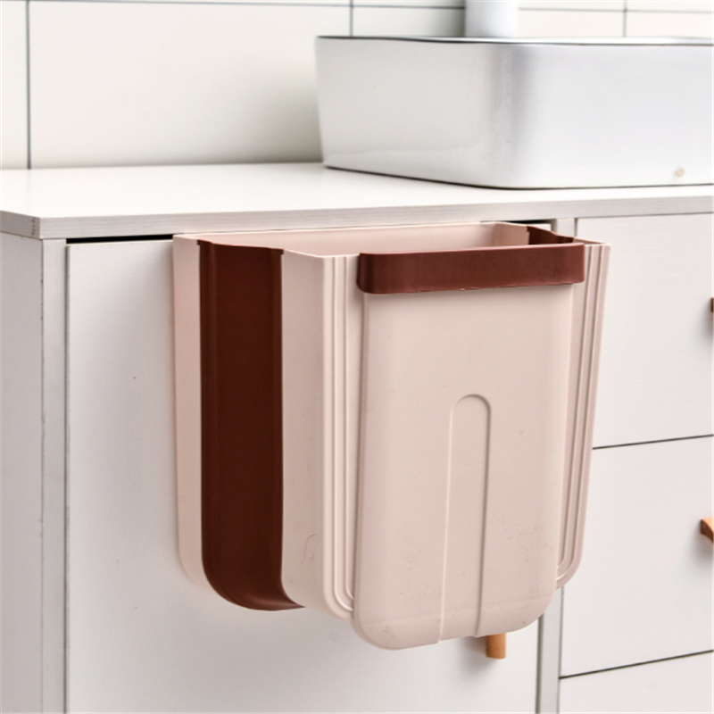 Kitchen folding trash can, plastic PP portable wastebasket, garbage box, vehicle-mounted travel wall-mounted trash can Item Picture