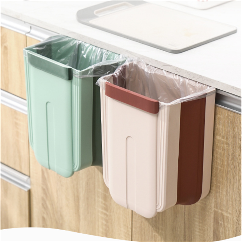 Kitchen folding trash can, plastic PP portable wastebasket, garbage box, vehicle-mounted travel wall-mounted trash can Application Scenario