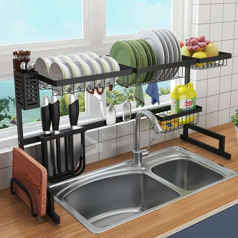 Wholesale stainless steel household sink storage racks for kitchen storage, dish racks, dishwashing sinks, sinks and draining racks
