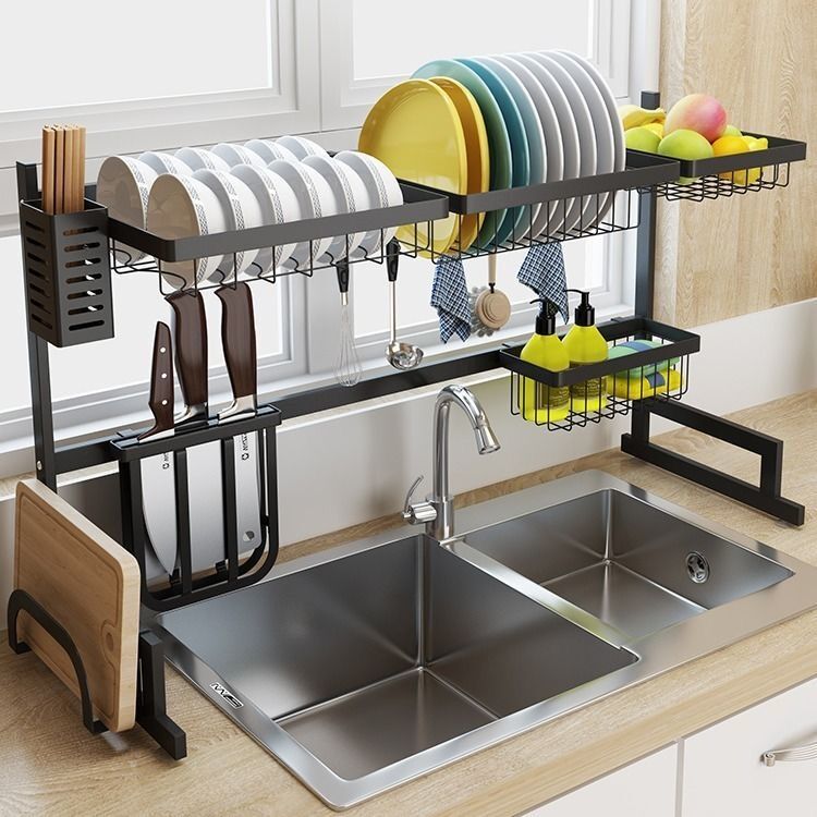 Wholesale stainless steel household sink storage racks for kitchen storage, dish racks, dishwashing sinks, sinks and draining racks details Picture