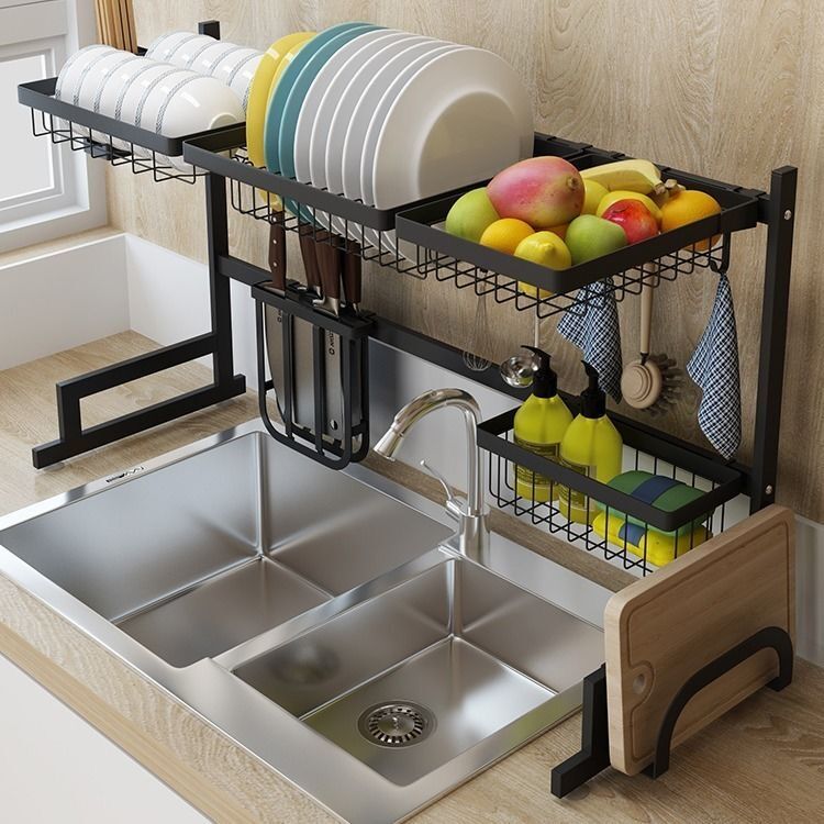 Wholesale stainless steel household sink storage racks for kitchen storage, dish racks, dishwashing sinks, sinks and draining racks Specification image