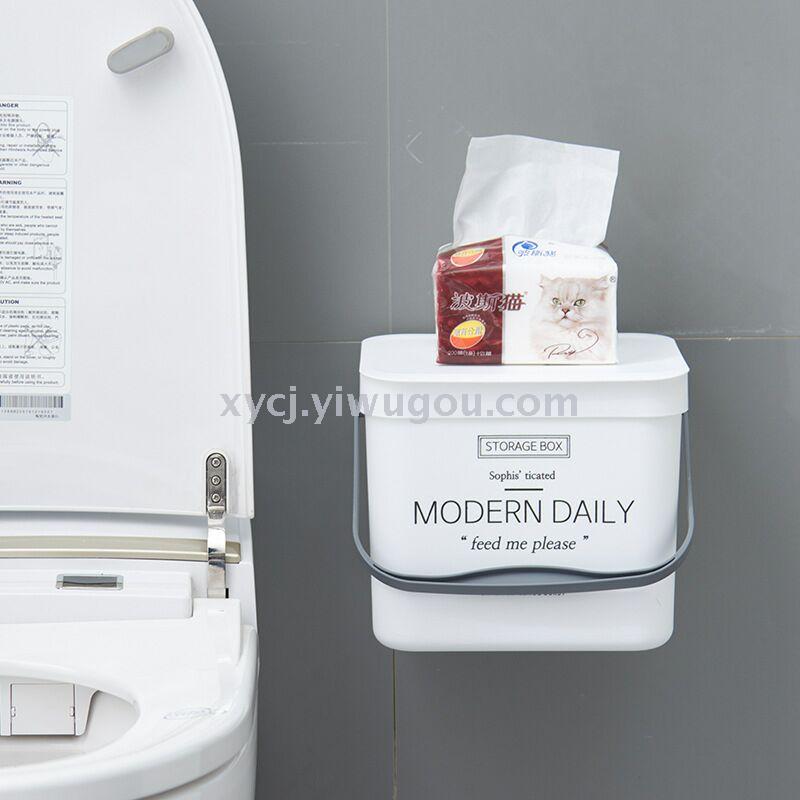 Wall-mounted trash can with handle