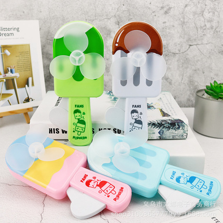 Ice cream Popsicle hand-pressed fan, cute cartoon manual fan, eco-friendly portable small fan, promotional gift details Picture