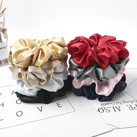 Qiyue Amazon Factory Silk Custom LOGO Mulberry silk Simple Large Intestine Hair Rope, Silk imitation hair band C194 full figure