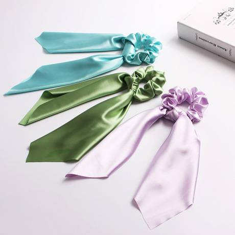 Qiyue Exclusive Amazon source European and American fashion fabric hair bands, satin solid color long ribbon large bowel band headwear Application Scenario