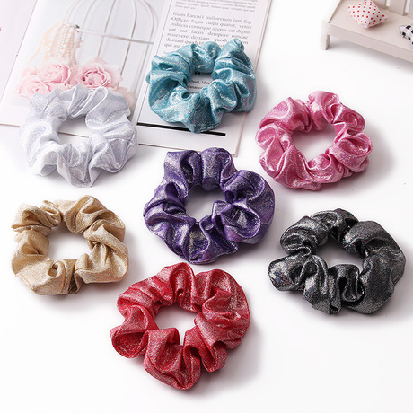 Cross-border supply metal bright color Scrunchies hair band with gilding and two-color large intestine circle headpiece C86 thumbnail