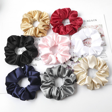 Qiyue Amazon Factory Silk Custom LOGO Mulberry silk Simple Large Intestine Hair Rope, Silk imitation hair band C194 details Picture