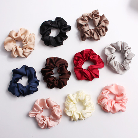 Qiyue Cross-border Supply Amazon colorful hair band, large intestine band, solid color, satin color, T-shaped hair band, headpiece C106 details Picture