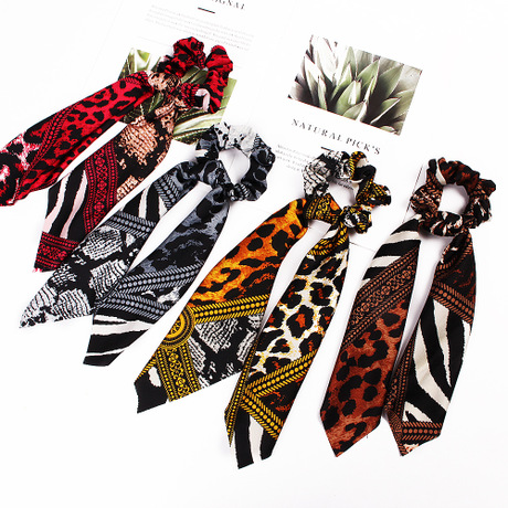 Qiyue Fashion Hair Tie Bow Tail satin Ribbon Fabric Large Intestine Ring Hair Accessory Factory Direct Sales details Picture