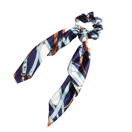 Qiyue Cross-border Ribbon ponytail Hair bands are selling well. Wholesale and customization of tropical travel-style printed large intestine hair bands in Europe and America Item Picture
