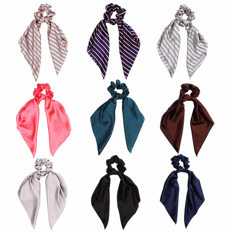 Qiyue ribbon hair band, bow large collar hair band, satin solid color long ribbon ponytail hair band, 70 colors available for customization full figure
