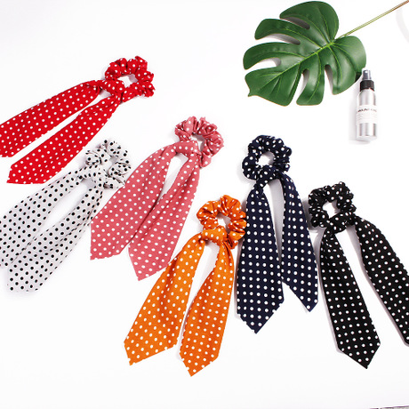 Qiyue Europe and America's new Spring and summer cross-border ponytail, ribbon, large intestine circle, hair band, knot, square scarf, tassel, large intestine hair band Specification drawing