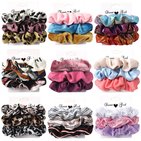 Qiyue InS-style simple fabric large intestine hair band, candy-colored hair tie, versatile large intestine hair band set headwear C145 details Picture