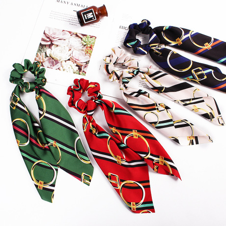 Qiyue Fashion Hair Tie Bow Tail satin Ribbon Fabric Large Intestine Ring Hair Accessory Factory Direct Sales Specification drawing