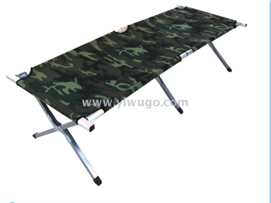 Solid color Oxford cloth metal folding bed single nap bed Camp bed simple nap bed beach bed