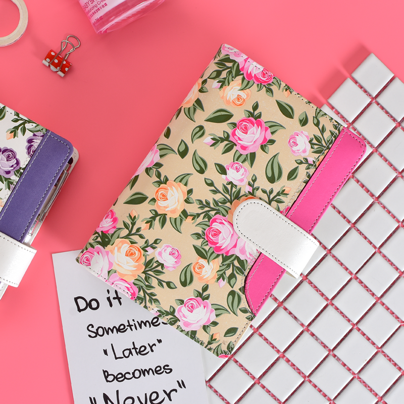 Factory direct sales A6 travel planner, creative and fresh floral loose-leaf planner, notepad, student diary Application Scenario