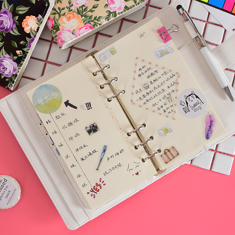 Factory direct sales A6 travel planner, creative and fresh floral loose-leaf planner, notepad, student diary Item Picture