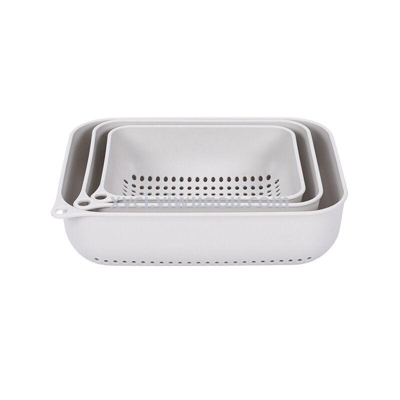 A three-piece set of rectangular kitchen fruit and vegetable storage baskets and draining baskets Application Scenario