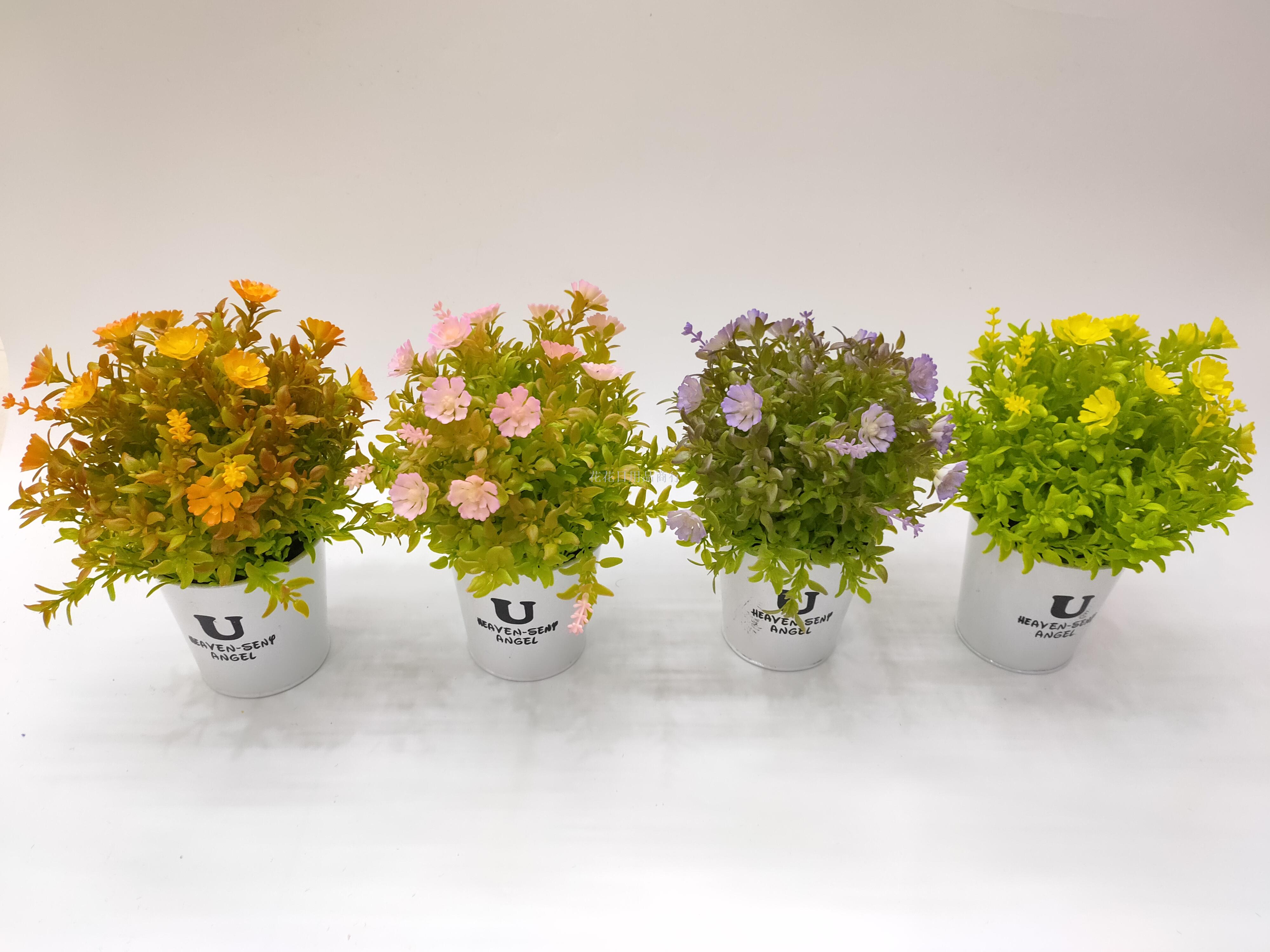 田园复古铁桶仿真花套装家居装饰品客厅餐桌盆栽摆件