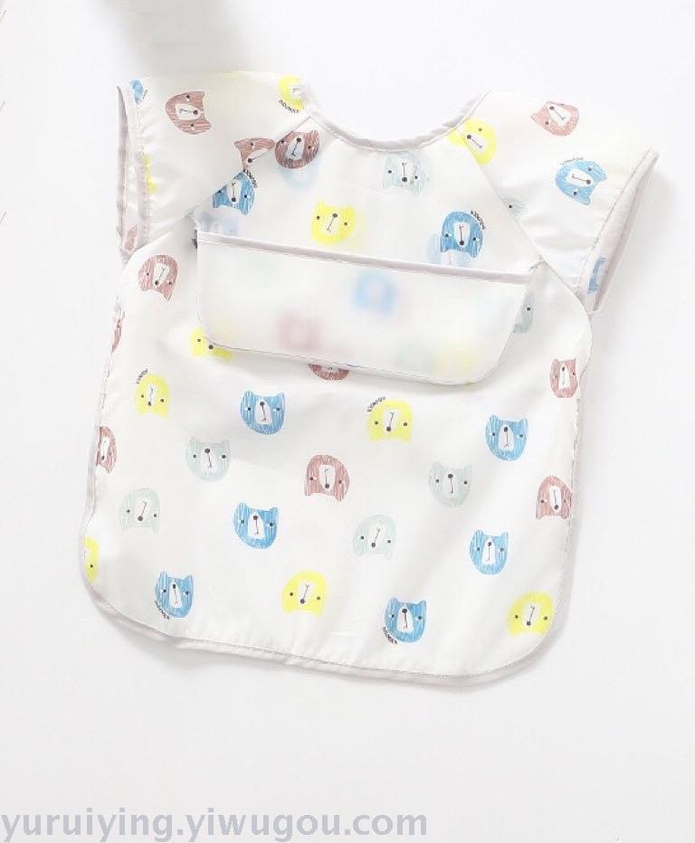 Baby feeding cover, waterproof and dirt-proof, summer thin sleeveless baby bib, feeding pocket, saliva pocket, drawing coat Item Picture