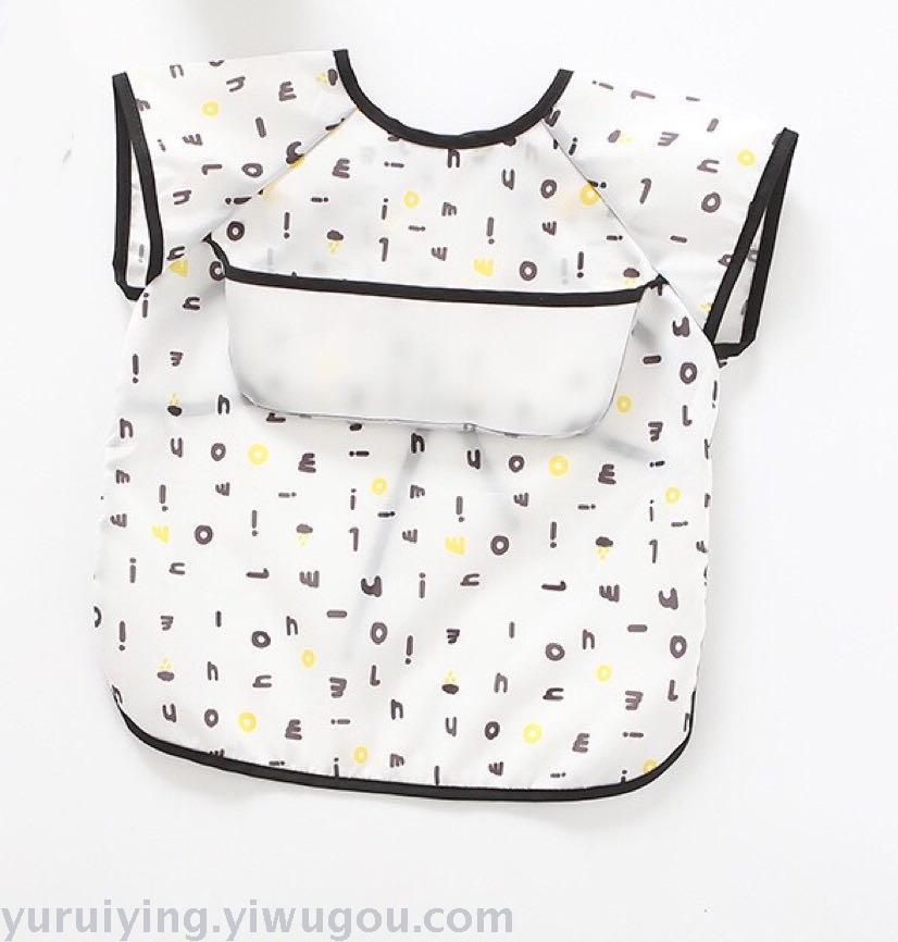 Baby feeding cover, waterproof and dirt-proof, summer thin sleeveless baby bib, feeding pocket, saliva pocket, drawing coat details Picture