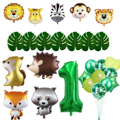 Cross-border explosion forest animal balloon children's birthday party decoration balloon set aluminum balloon wholesale thumbnail