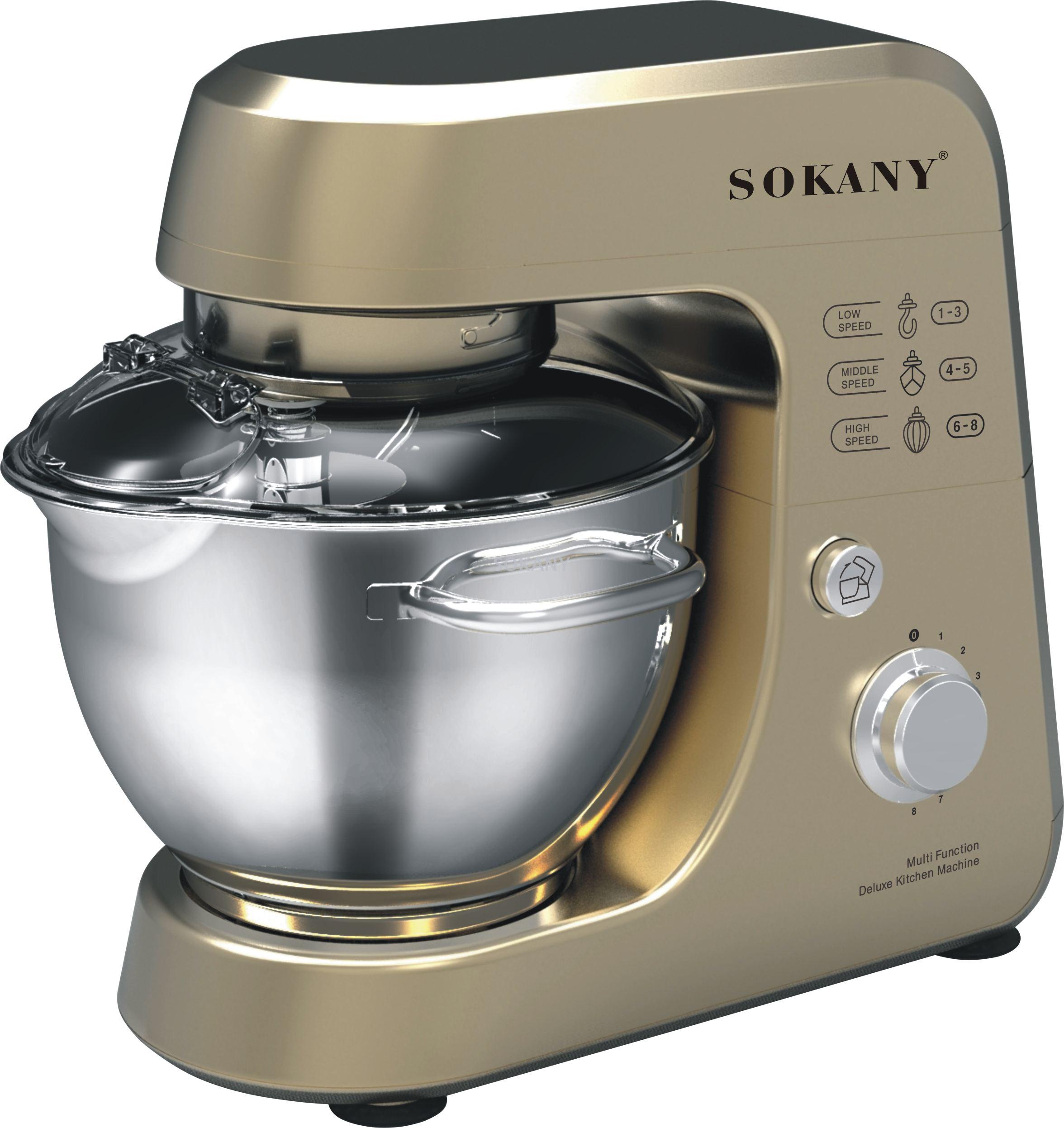 sokany stainless steel dough mixer, fully automatic multi-functional stirring rod, egg beater, dough kneading rod, 4.2L dough mixer details Picture
