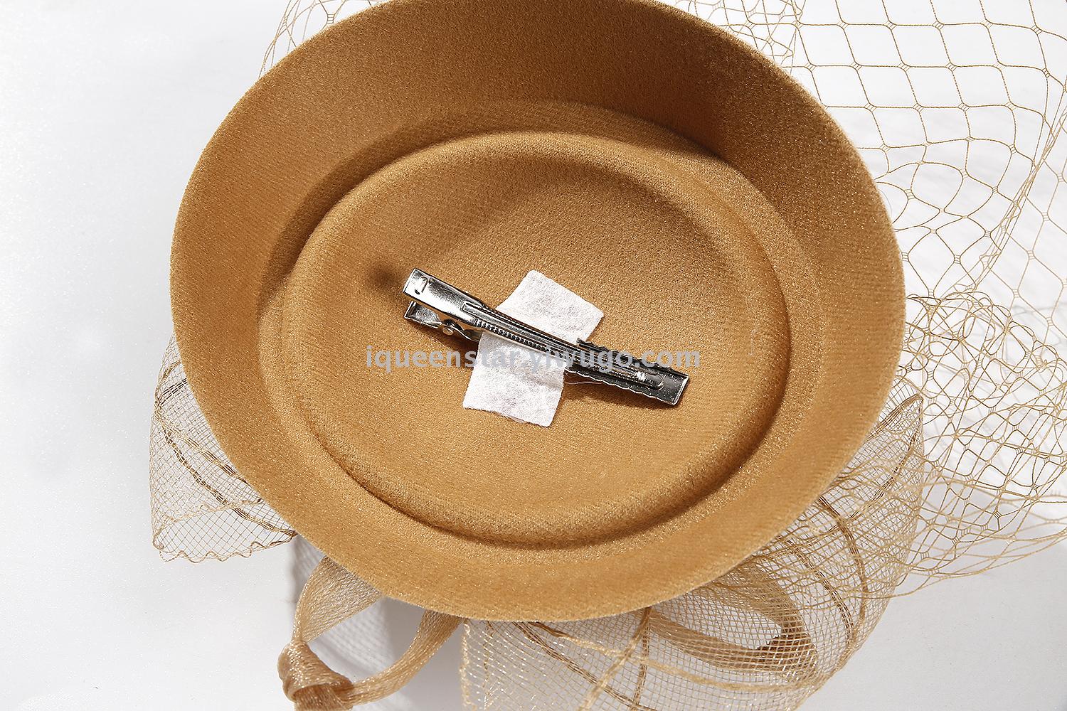 Factory direct sales of large roll flower headwear, European and American sexy and trendy banquet tulle top hat, Amazon bride headwear details Picture