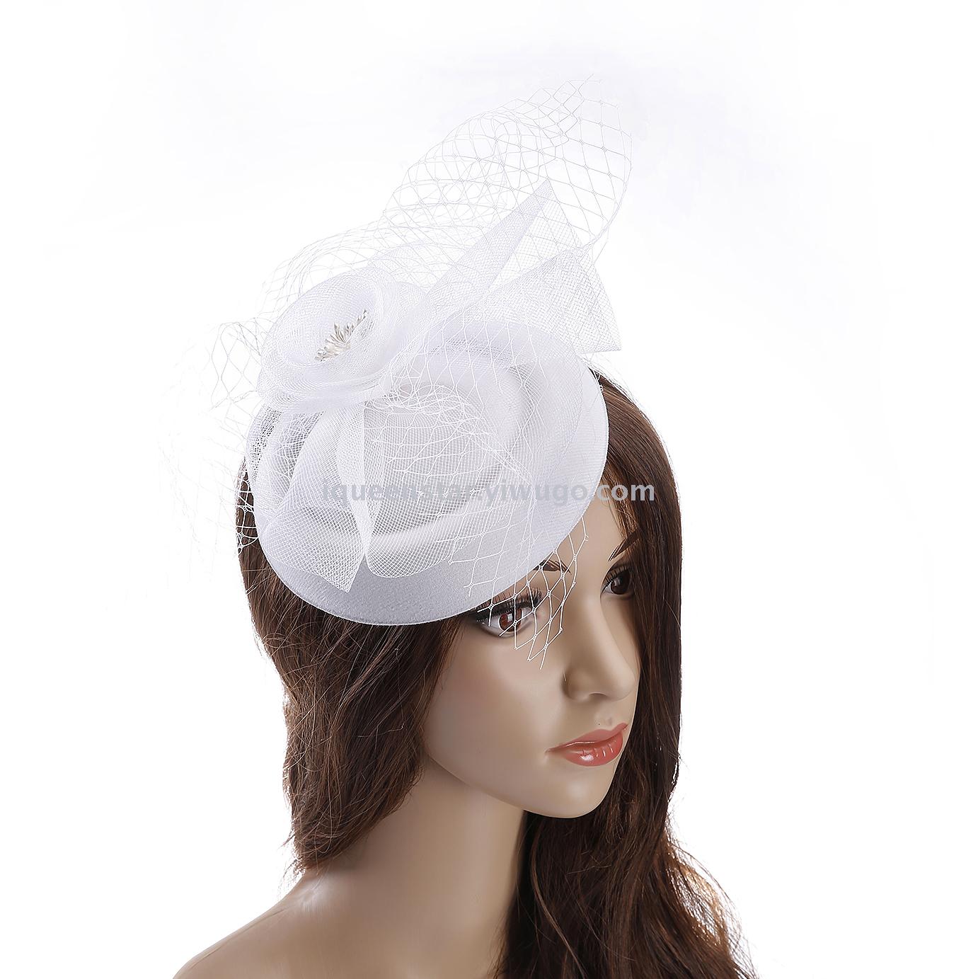 Cross-border supply of European and American style women's hats, ins Amazon summer new mesh Western-style banquet top hats details Picture