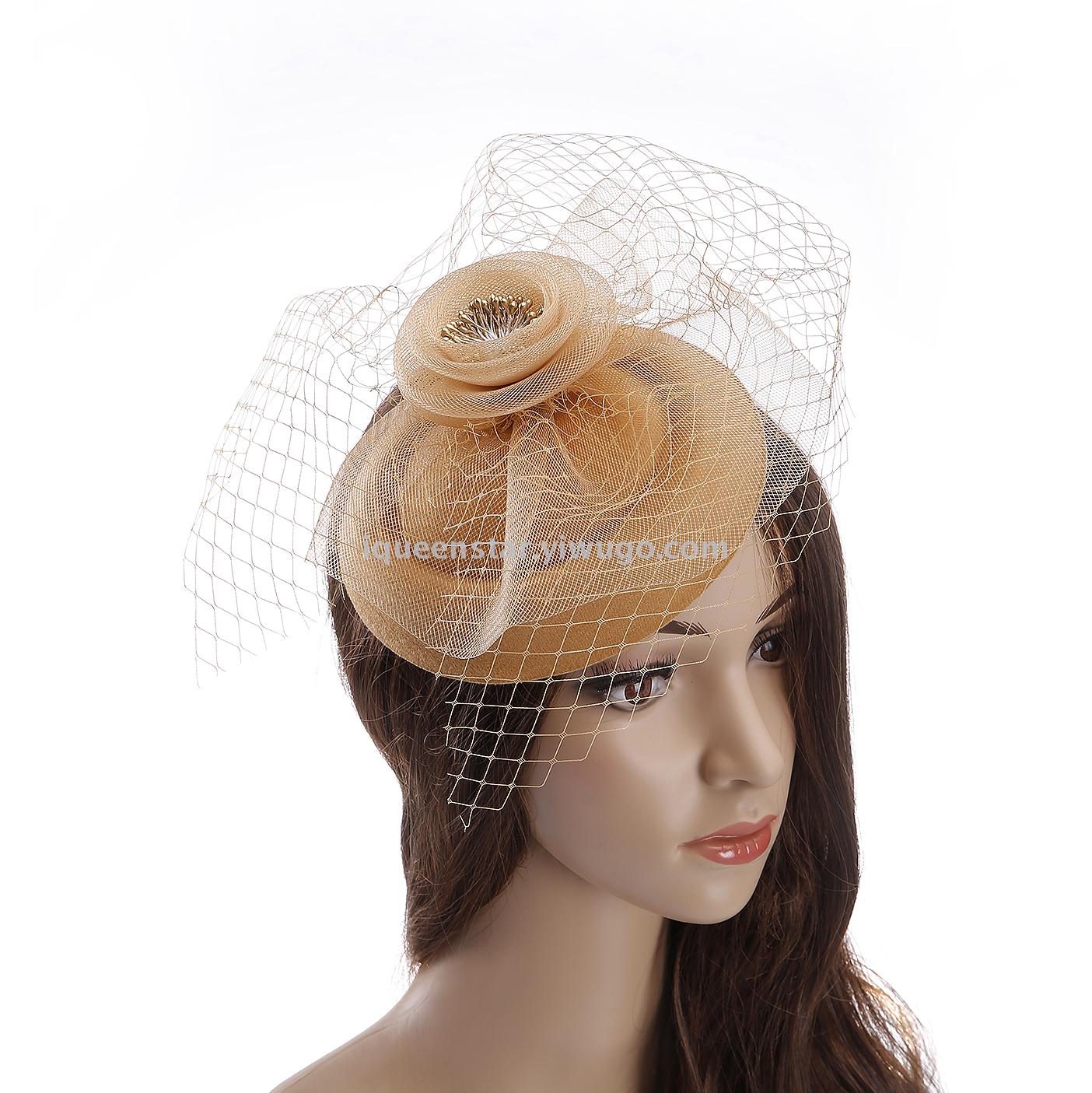 Cross-border supply of European and American style women's hats, ins Amazon summer new mesh Western-style banquet top hats Item Picture