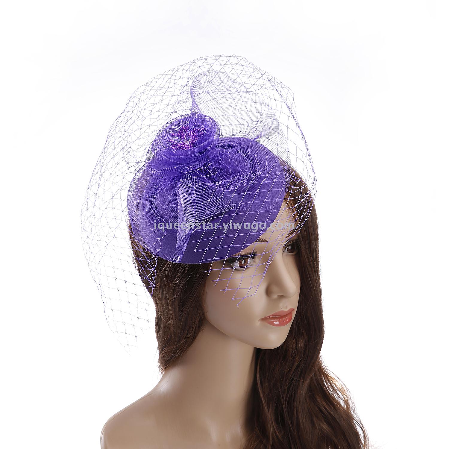 Cross-border supply of European and American style women's hats, ins Amazon summer new mesh Western-style banquet top hats Specification image