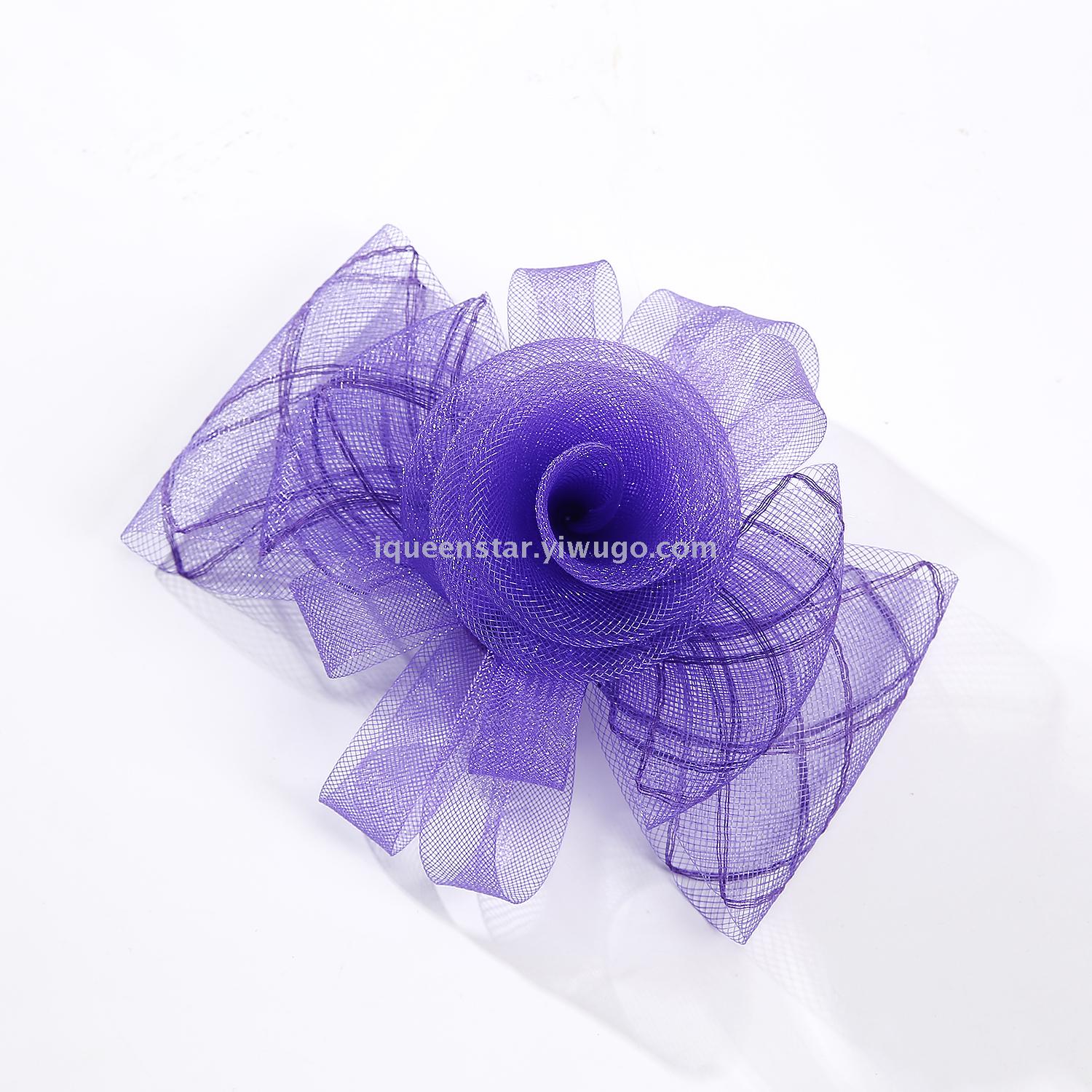 Factory direct sales of large roll flower headscarves for children and adults, popular banquet mesh top hats, Amazon bride headwear details Picture