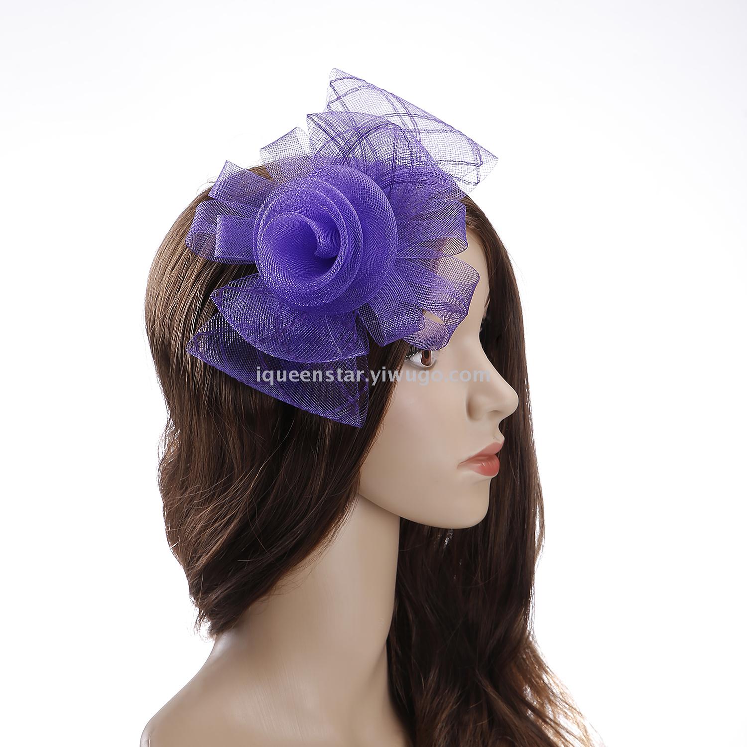 Factory direct sales of large roll flower headscarves for children and adults, popular banquet mesh top hats, Amazon bride headwear Application Scenario