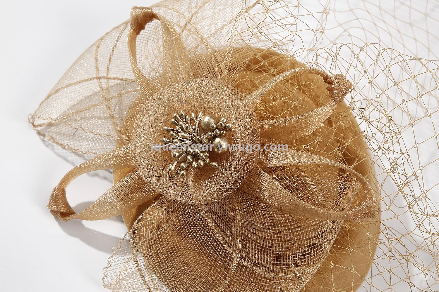 Factory direct sales of large roll flower headwear, European and American sexy and trendy banquet tulle top hat, Amazon bride headwear Application Scenario