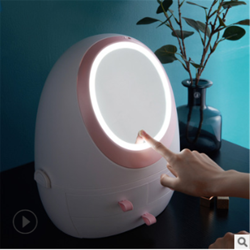 Multi-functional creative cosmetics storage box with light, simple and fashionable, multi-color round and convenient storage box Specification image