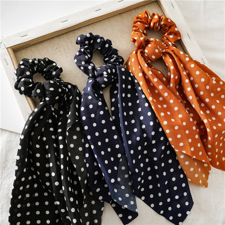 Wholesale of Three-state cross-border European and American new dot Ribbon large Intestine circle women's hair bun, versatile and detachable fabric circle head accessories details Picture