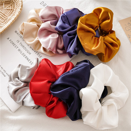 Autumn and winter Japanese and Korean version satin large intestine circle three-state accessory, cross-border European and American style hair band, ladies' versatile updo headwear batch details Picture