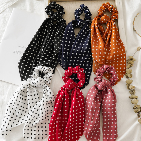 Wholesale of Three-state cross-border European and American new dot Ribbon large Intestine circle women's hair bun, versatile and detachable fabric circle head accessories full figure