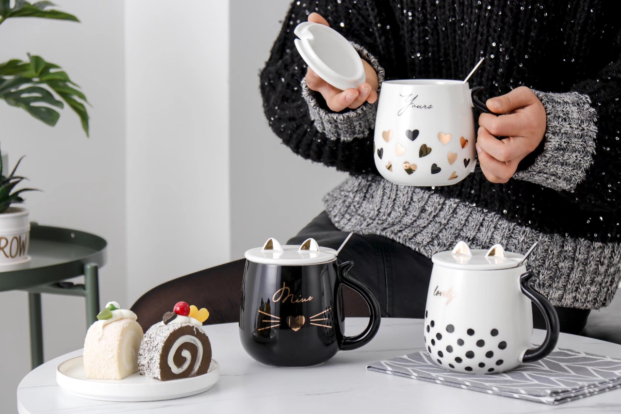 新款居家时尚马克杯猫咪陶瓷杯可爱尾巴少女心牛奶杯子咖啡杯