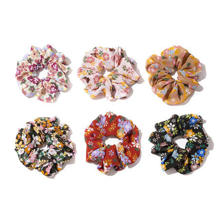 New Japanese and Korean version floral and fresh hair and large intestine ring accessories, ins style, versatile for girls, sweet fabric ring manufacturer Item Picture