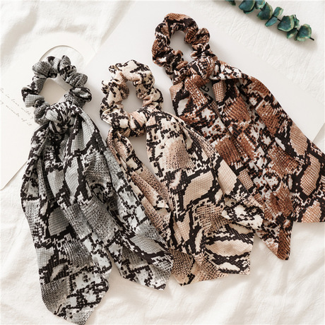 Three-state accessories: leopard print knotted ponytail ribbon hair band, European and American women's snake print large intestine circle, fabric circle, updo hair accessory Specification drawing