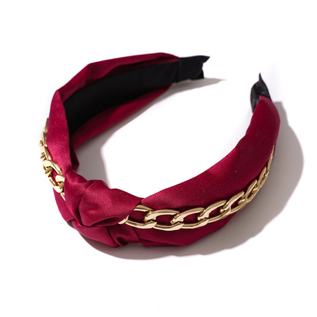 The new Spring and summer cross-border bestseller of the three-state headwear color butyl fabric chain knot headband, a wide fabric edge headband Item Picture