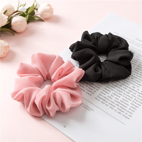 Wholesale of new cross-border Amazon chiffon simple solid color large intestine hair band elastic band fabric hair band accessories Specification drawing