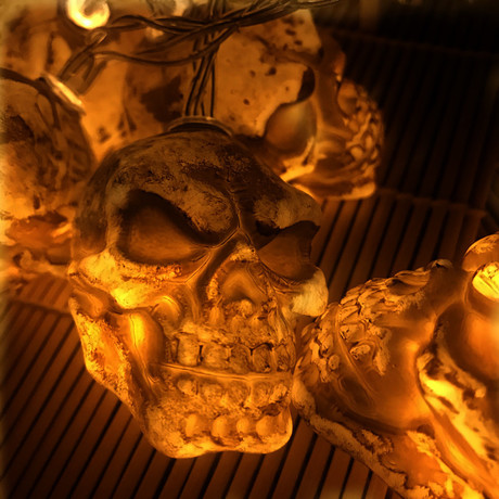 LED万圣节灯 骷髅头彩灯装饰酒吧节日布景发光灯串户外防水庭院灯