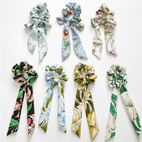 Wholesale factory of 2019 new style ponytail tassel knots, large intestine rings, hair bands, long bow ties, ribbon hair accessories details Picture