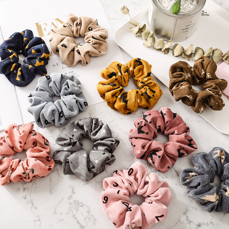 Cross-border autumn and winter new corduroy large intestine rings, hair bands, elastic bands, European and American hair ties, hair bands, hair accessories batch full figure