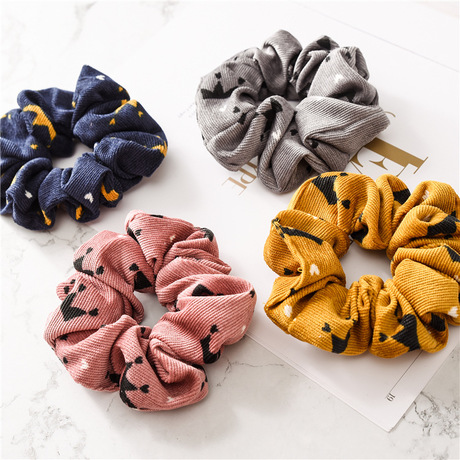 Cross-border autumn and winter new corduroy large intestine rings, hair bands, elastic bands, European and American hair ties, hair bands, hair accessories batch Specification drawing