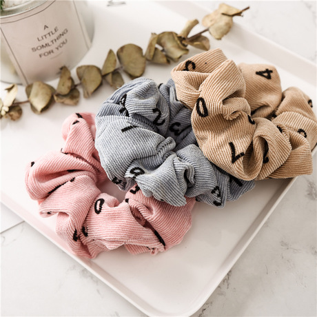 Cross-border autumn and winter new corduroy large intestine rings, hair bands, elastic bands, European and American hair ties, hair bands, hair accessories batch details Picture