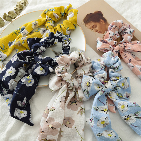 Santai Cross-border's new large bow ribbon long tassel hair tie for women to tie their hair in a ponytail, large intestine circle and fabric circle Specification drawing